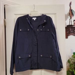 NWOT Charter Club women's navy blue rain jacket Large